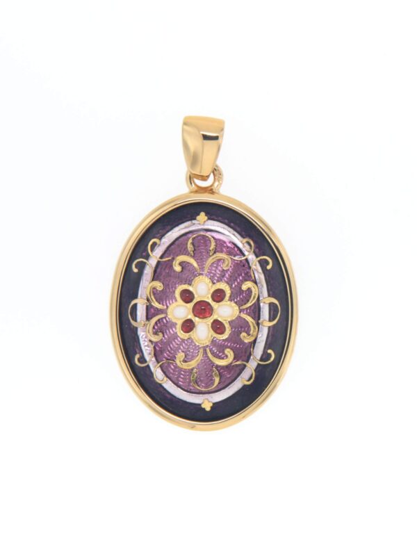 Pendentif emaux bressans ovale moyen modele bicolre violet prune & violet lilas