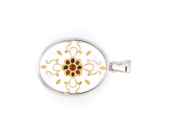 Pendentif emaux bressans ovale moyen modele blanc