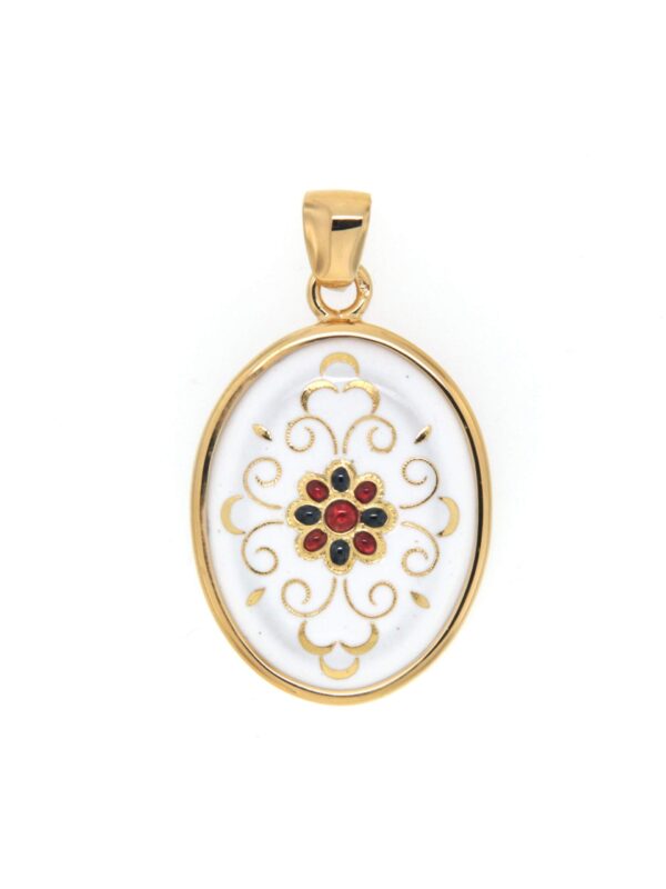 Pendentif emaux bressans ovale moyen modele blanc