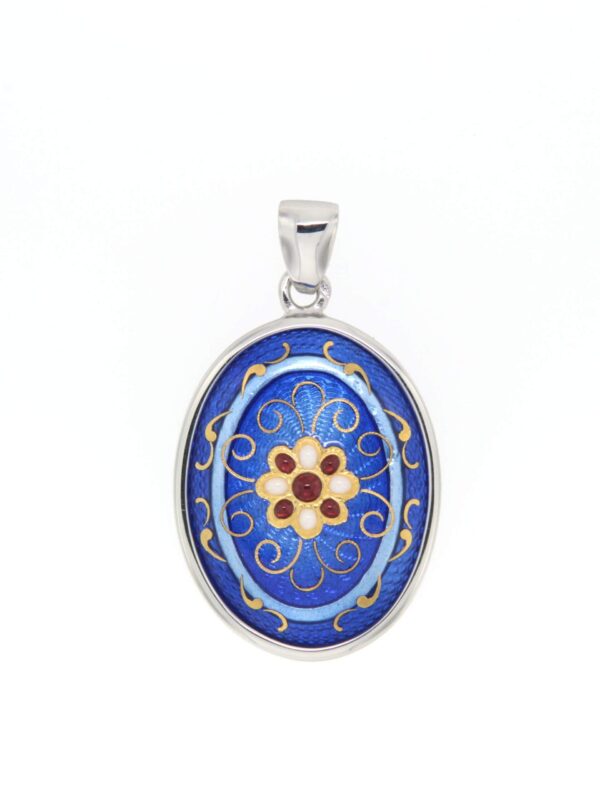 Pendentif emaux bressans ovale moyen modele bleu de bresse