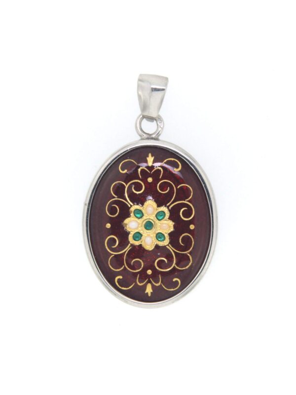 Pendentif emaux bressans ovale moyen modele rouge