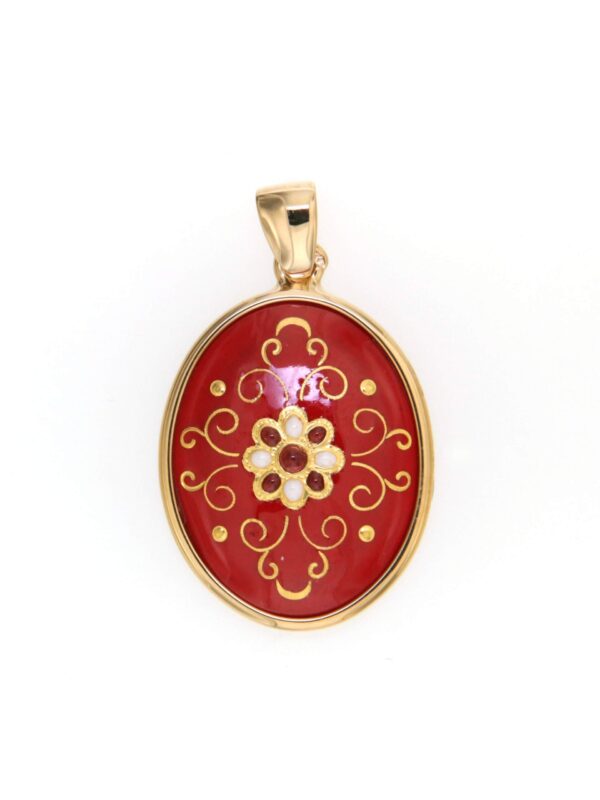 Pendentif emaux bressans ovale moyen modele rouge cerise