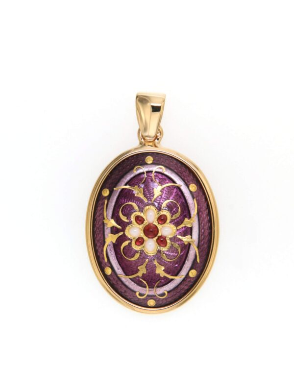 Pendentif emaux bressans ovale moyen modele violet lilas