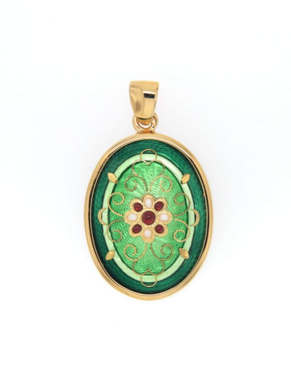 Pendentif emaux bressans ovale moyen modeles bicolore vert & vert chartreuse