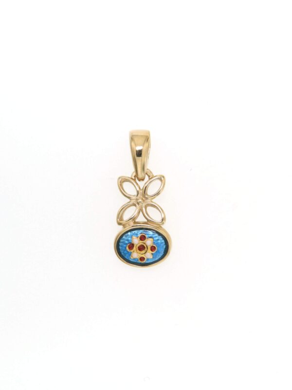 Pendentif fleur petit modele bleu azur