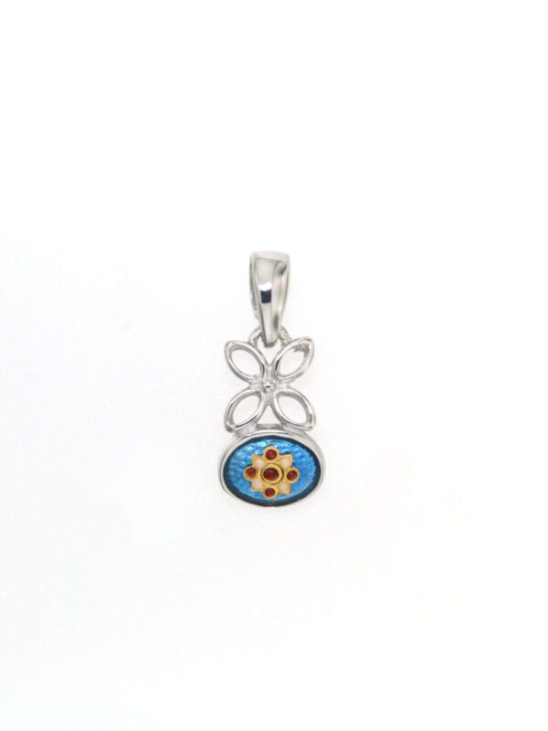 Pendentif fleur petit modele bleu azur