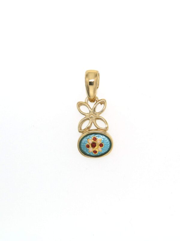 Pendentif fleur petit modele bleu ciel