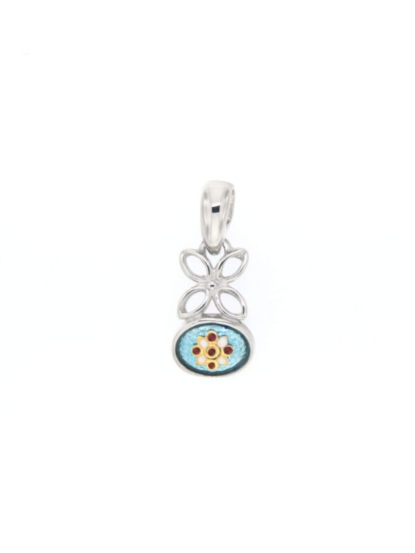 Pendentif fleur petit modele bleu ciel