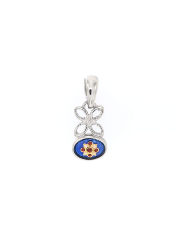 Pendentif fleur petit modele bleu de bresse