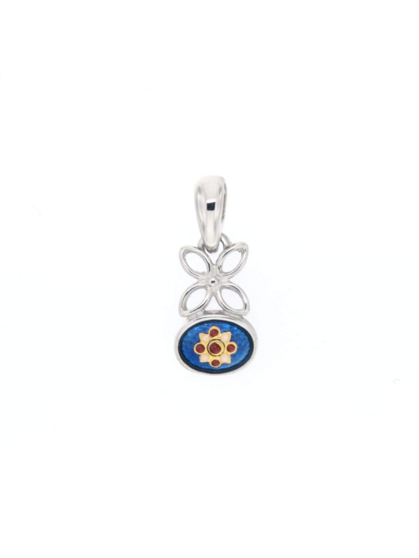 Pendentif fleur petit modele bleu electrique
