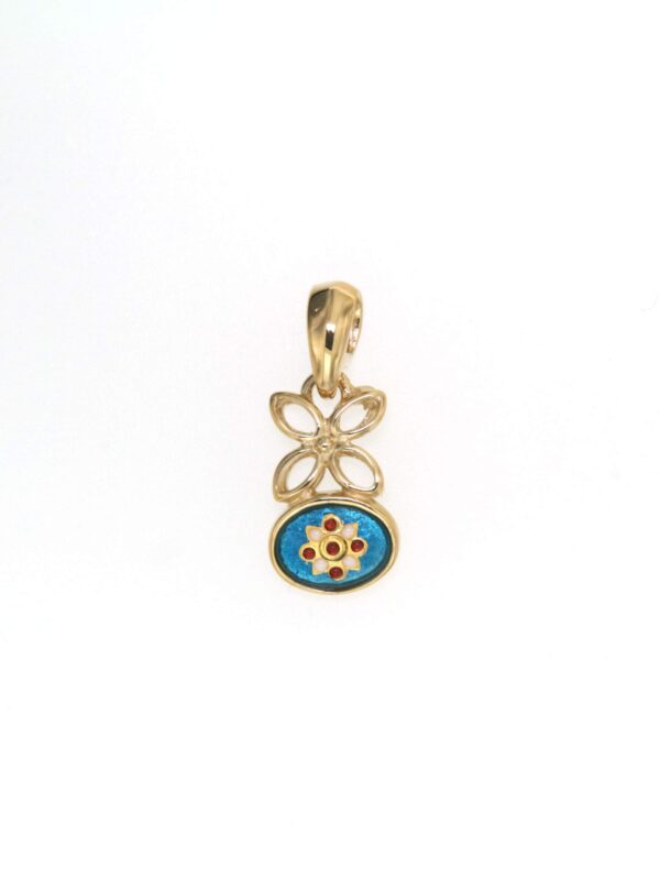 Pendentif fleur petit modele bleu turquoise
