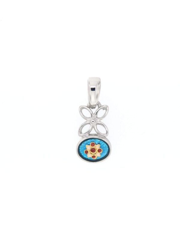 Pendentif fleur petit modele bleu turquoise