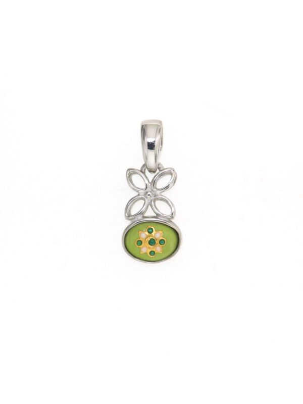 Pendentif fleur petit modele vert anis