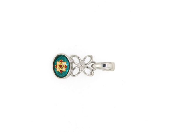Pendentif fleur petit modele vert bleuté