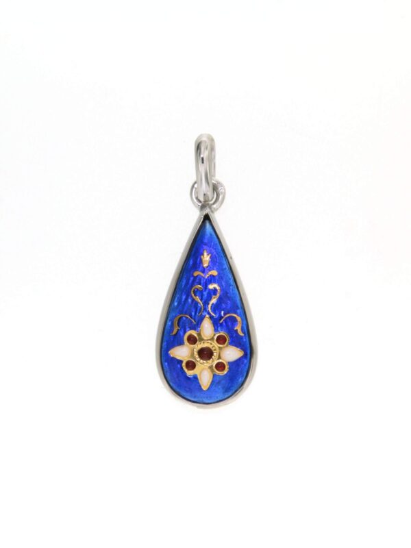 Pendentif goutte grand modele bleu de bresse