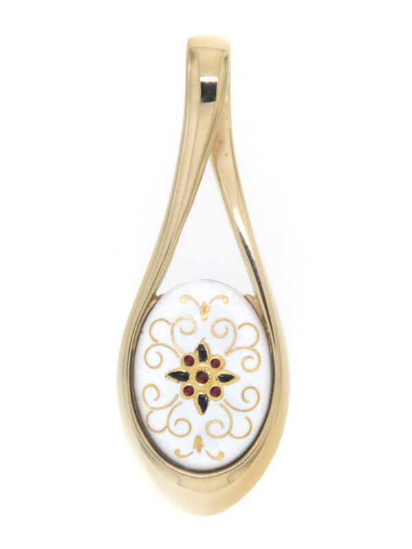 Pendentif grande goutte ajoure blanc