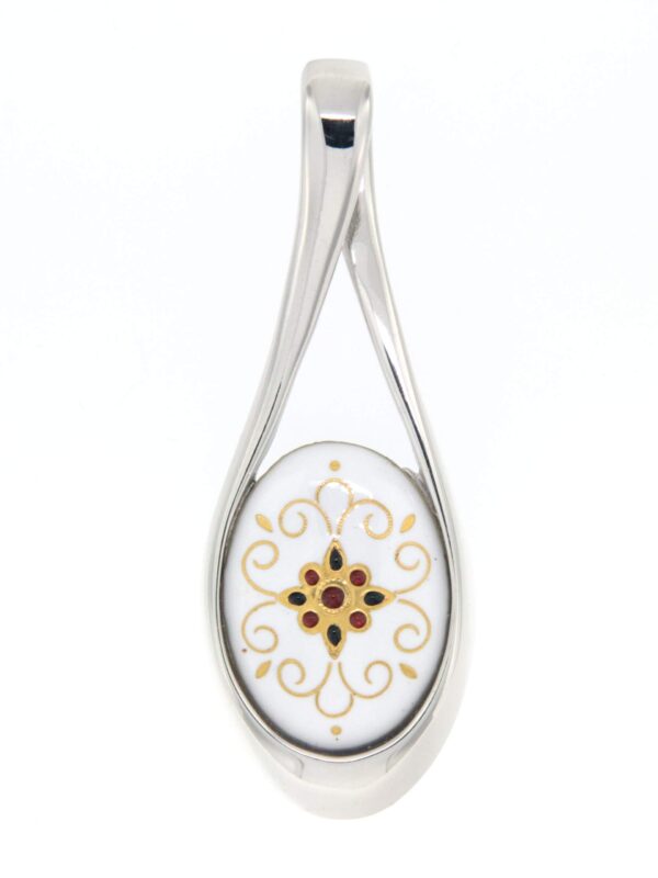 Pendentif grande goutte ajoure blanc