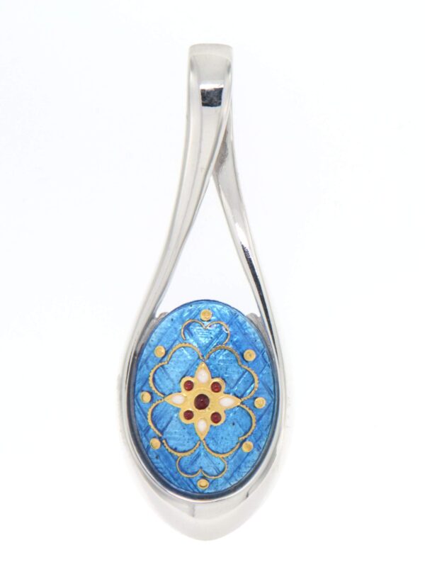 Pendentif grande goutte ajoure bleu azur
