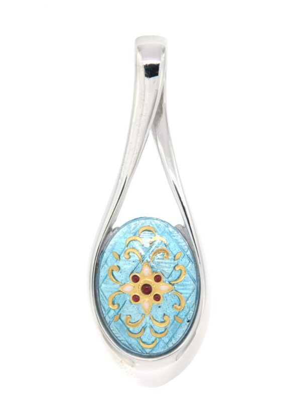 Pendentif grande goutte ajoure bleu ciel