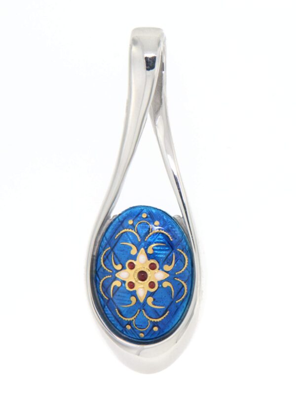 Pendentif grande goutte ajoure bleu electrique