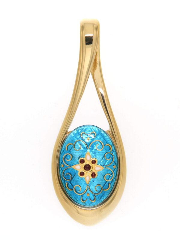 Pendentif grande goutte ajoure bleu turquoise