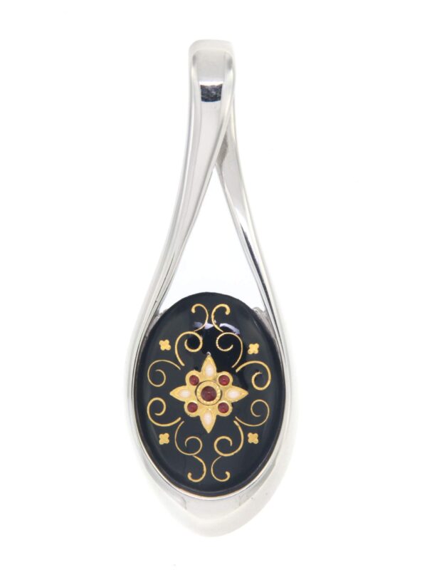 Pendentif grande goutte ajoure noir