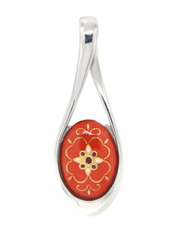 Pendentif grande goutte ajoure orange
