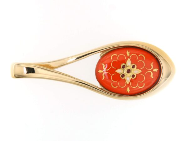 Pendentif grande goutte ajoure orange