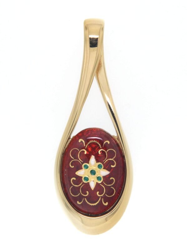 Pendentif grande goutte ajoure rouge
