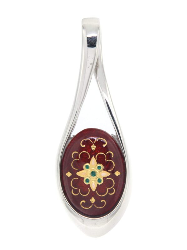 Pendentif grande goutte ajoure rouge