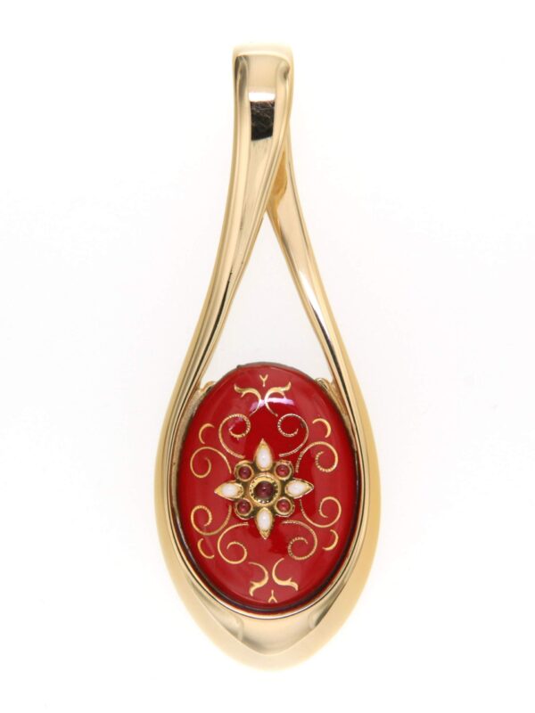 Pendentif grande goutte ajoure rouge cerise