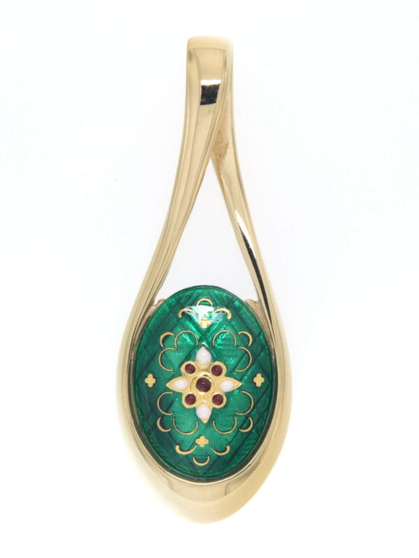 Pendentif grande goutte ajoure vert