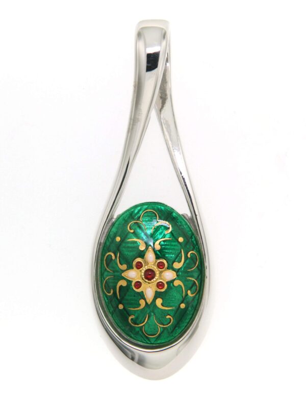 Pendentif grande goutte ajoure vert