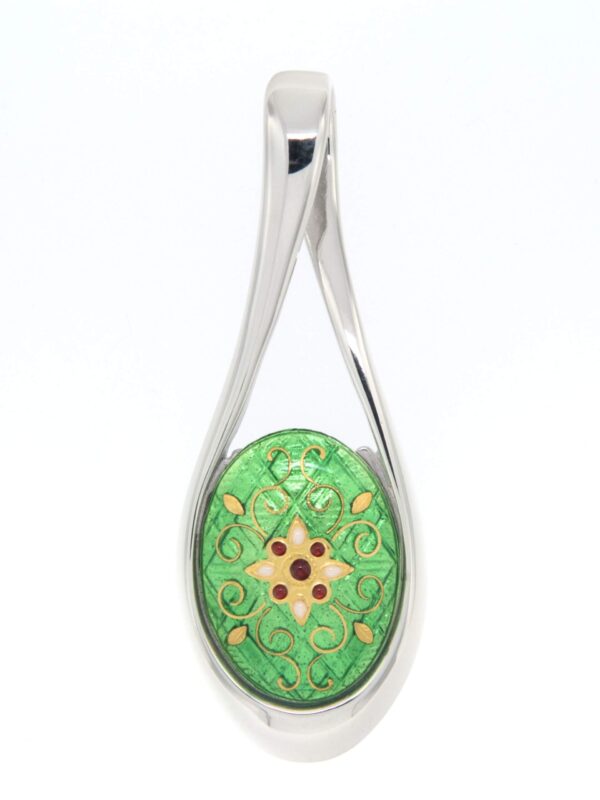 Pendentif grande goutte ajoure vert chartreuse