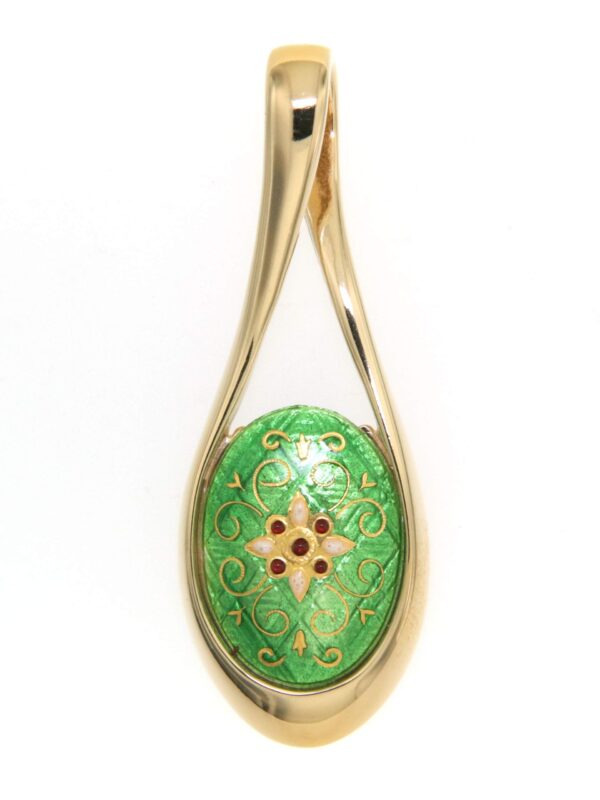 Pendentif grande goutte ajoure vert chartreuse