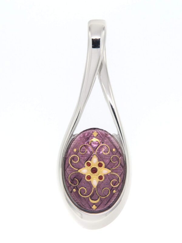 Pendentif grande goutte ajoure violet lilas