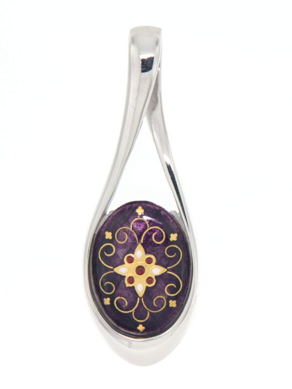 Pendentif grande goutte ajoure violet prune