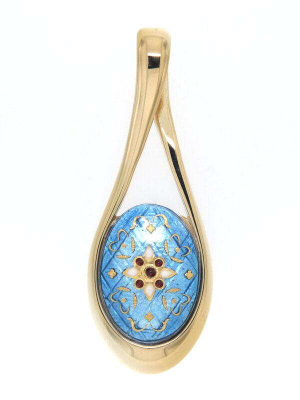 Pendentif grande goutte bleu azur