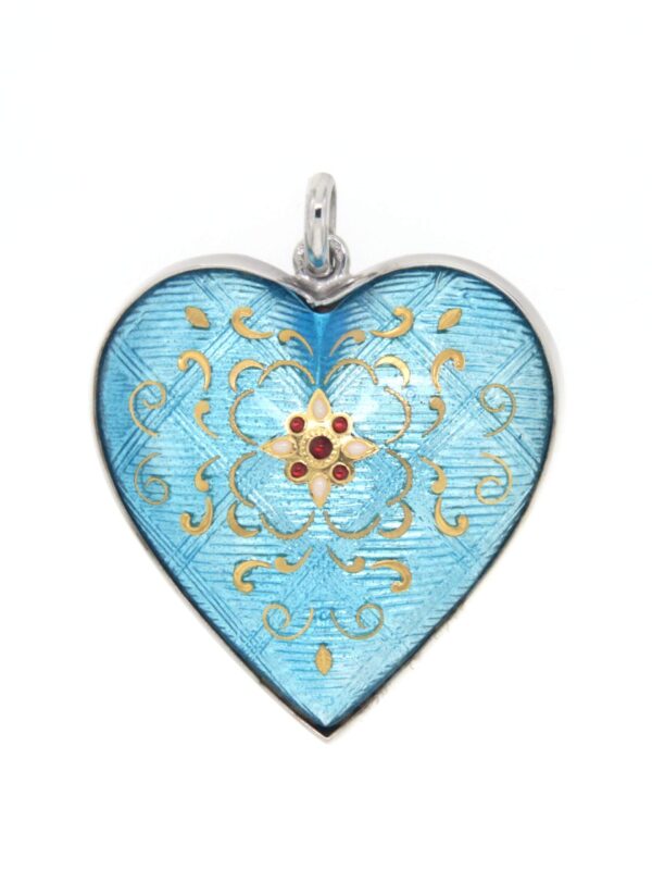 Pendentif gros coeur bombe bleu ciel