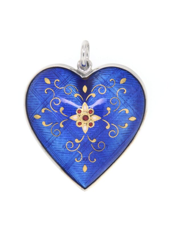 Pendentif gros coeur bombe bleu de bresse