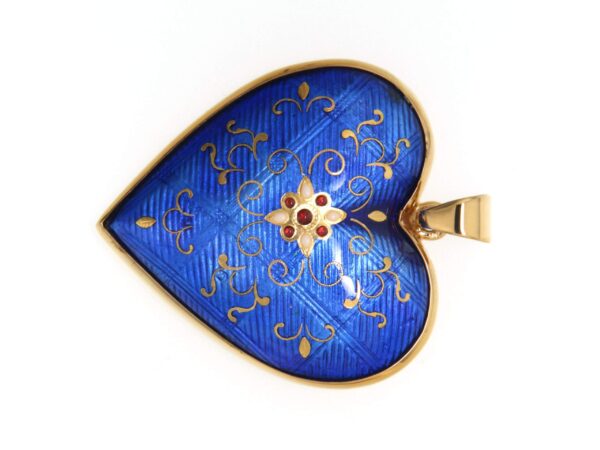 Pendentif gros coeur bombe bleu de bresse