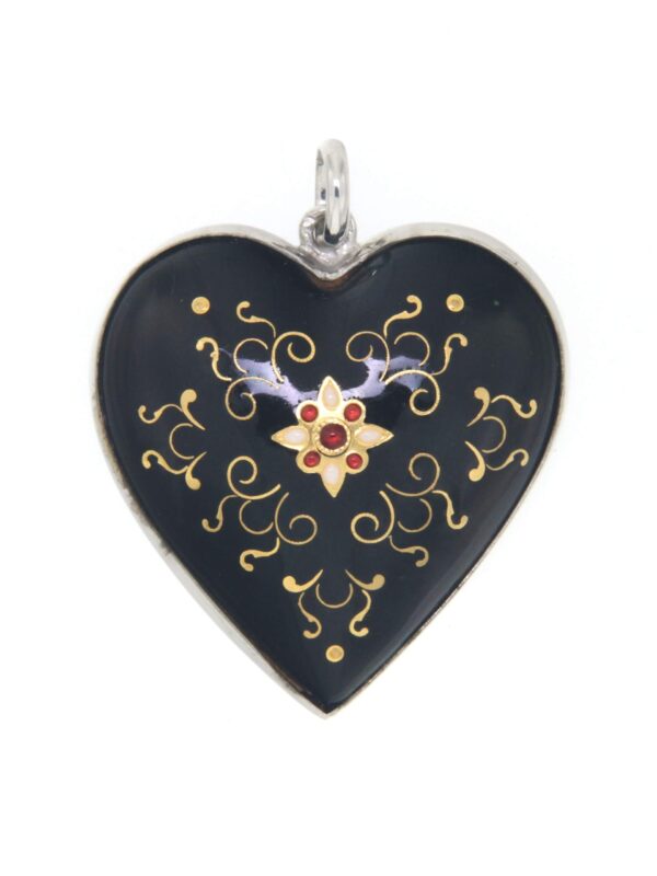 Pendentif gros coeur bombe noir