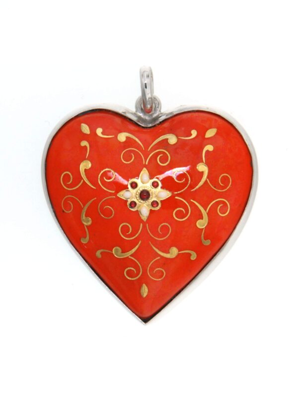 Pendentif gros coeur bombe  orange