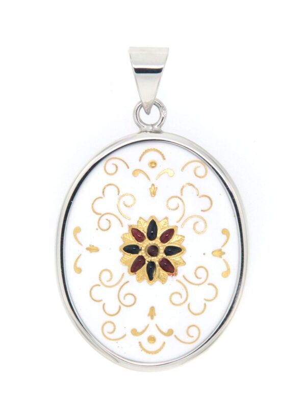 Pendentif gros ovale blanc