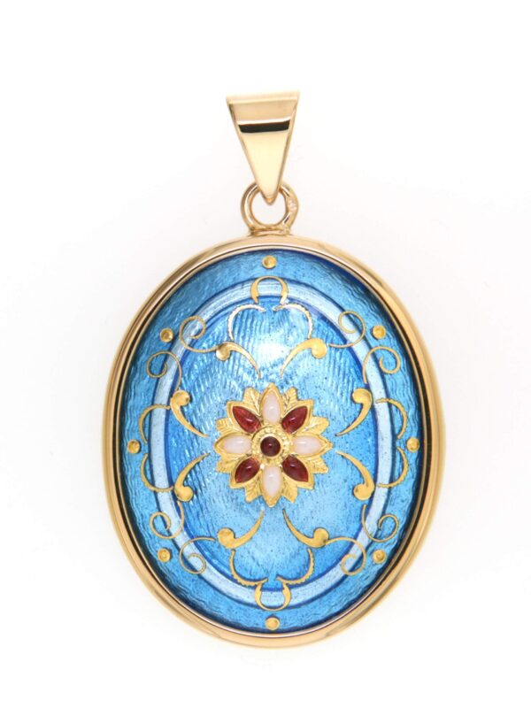 Pendentif gros ovale bleu azur