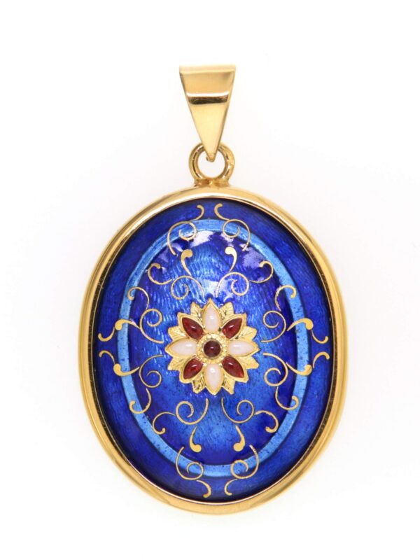 Pendentif gros ovale bleu de bresse