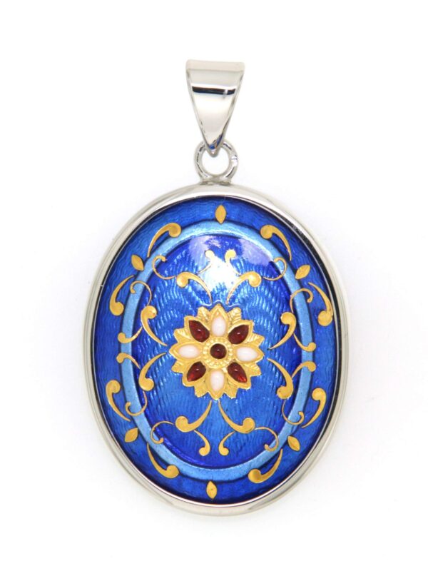Pendentif gros ovale bleu de bresse