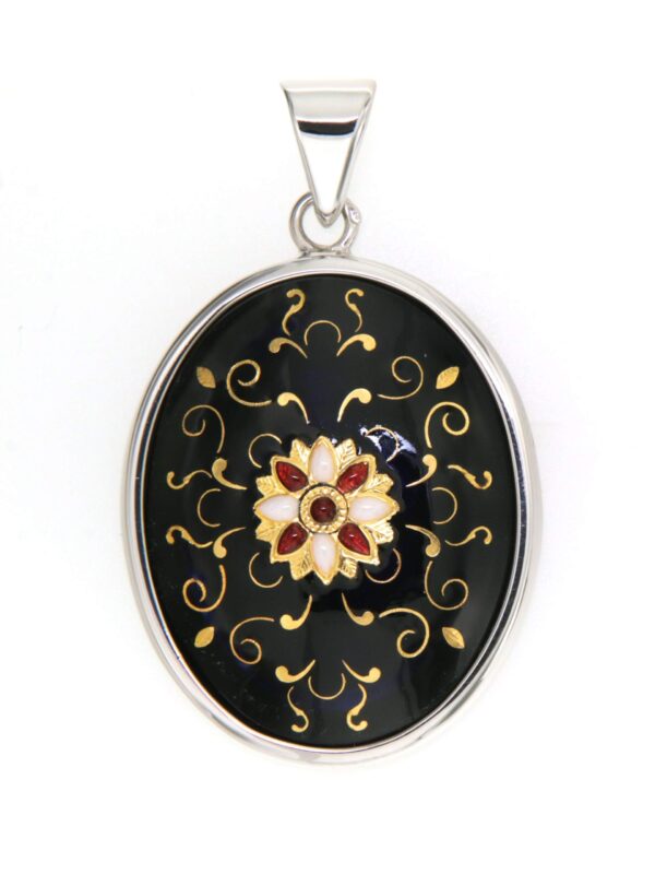 Pendentif gros ovale noir