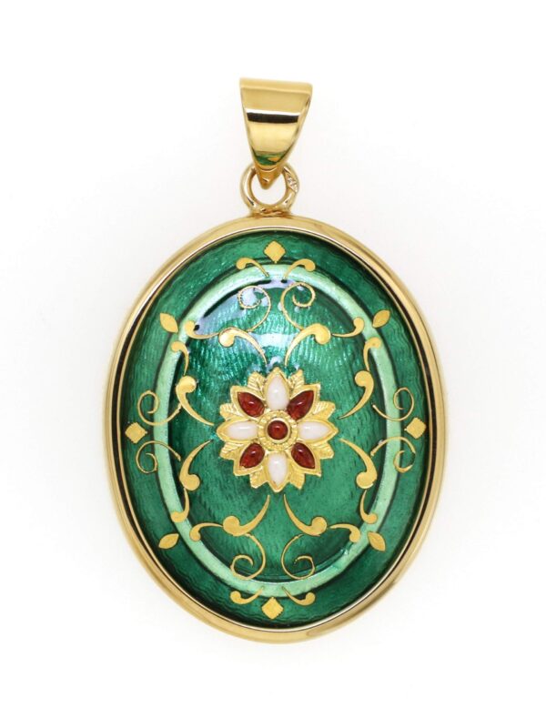 Pendentif gros ovale vert