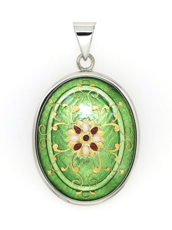 Pendentif gros ovale  vert chartreuse